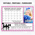 cheer pom pom dance line spirit club team fundraiser cash calendar pick a date to donate fundraising idea
